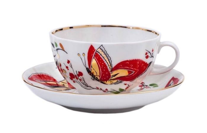 Чашка с блюдцем Тюльпан Бабочки чайная 250 мл 81.10088.00.1