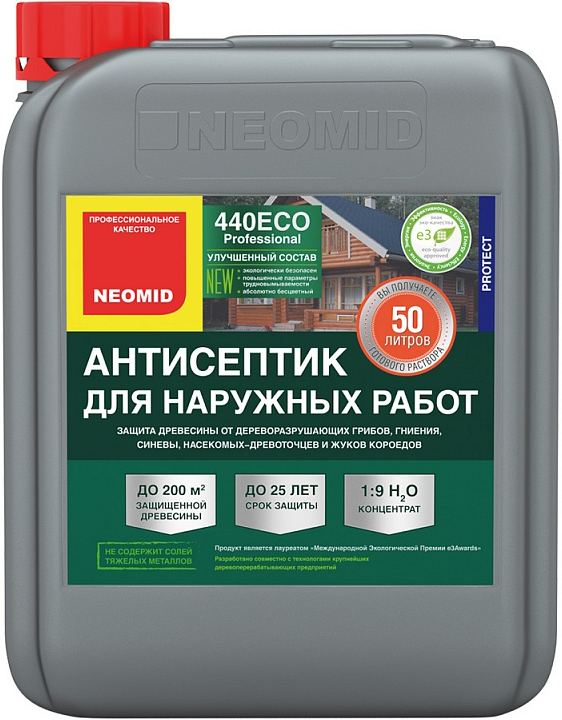 Антисептик для наружных работ NEOMID 440 eco, б/цв., 5л (концентрат)