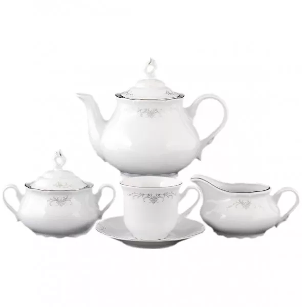 Сервиз чайный 6/9 Серый орнамент, патина - Артикул UT-00003151